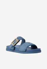 Fendi Feel FF Baguette Buckle Slides Light Blue 8X8710AY2E/T_FENDI-F1WQK