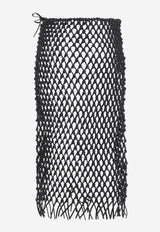 Nelaya Leather Macramé Midi Skirt