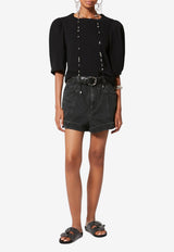 Isabel Marant Maeliss Balloon-Sleeved Blouse Black TS0311FAA1N41I_01BK