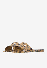 Dolce & Gabbana Leopard Print DG Logo Rubber Slides Brown CW2215-A0017-HY13M