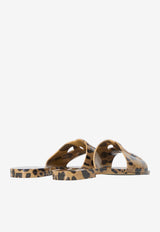 Dolce & Gabbana Leopard Print DG Logo Rubber Slides Brown CW2215-A0017-HY13M