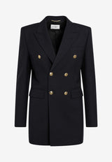 Saint Laurent Double-Breasted Wool Blazer Blue 631980Y7B73/S_YSL-4141