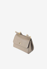 Dolce & Gabbana Small Sicily Top Handle Bag in Dauphine Leather Taupe BB6003-B1001-80045