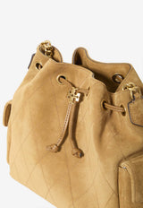 Tory Burch Charlie Quilted Suede Bucket Bag Tobacco 183592--200