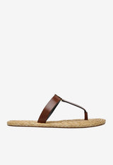 Saint Laurent Babylone Leather Thong Sandals Beige 869729DWEDD/S_YSL-6036