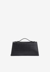Skull Croc-Embossed Leather Top Handle Bag