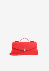 Skull Croc-Embossed Leather Top Handle Bag