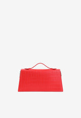 Skull Croc-Embossed Leather Top Handle Bag