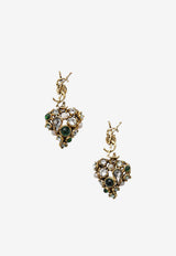 Saint Laurent Cassandre Heart Crystal Earrings Gold 872867Y15VR/S_YSL-9238