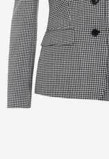 Single-Breasted Gingham Check Blazer