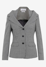 Single-Breasted Gingham Check Blazer