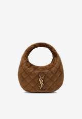 Saint Laurent Icarino Hobo Bag in Quilted Suede Brown 8516891U807/S_YSL-2916