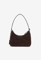 Triangle Logo Suede Shoulder Bag