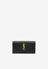 Saint Laurent Large Cassandre Matelassé Wallet Black 372264BOW01/S_YSL-1000