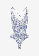 Isabel Marant Tenisia Floral Print One-Piece Swimsuit Blue MB0012FAD1P01I_30BU