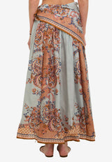 Zimmermann Aster Scarf Floral Silk Maxi Skirt Multicolor 8066SSS261--BLUPF