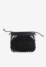 Small Morgan Leather Macramé Pouch Bag