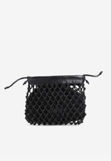 Small Morgan Leather Macramé Pouch Bag