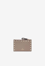 Rockstud Leather Zip Cardholder