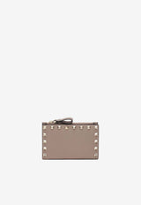 Rockstud Leather Zip Cardholder