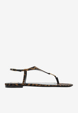 Saint Laurent Cassandre Leopard Print Sandals Brown 860715AAC9X/S_YSL-2038