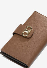 Ferragamo Gancini Continental Leather Wallet Brown 0795521_df6ee885-82dd-4e18-b95b-dd1e2f497250