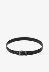 Saint Laurent Cassandre Smooth Leather Belt Black 634437BOO0E/S_YSL-1000