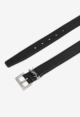 Saint Laurent Cassandre Smooth Leather Belt Black 634437BOO0E/S_YSL-1000