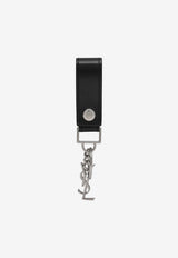 Saint Laurent Cassandre Leather Key-Ring Black 5183230SX0E/S_YSL-1000