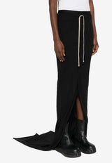 Moncler + Rick Owens Adjustable Gathered Maxi Skirt Black MU01F8H0289AHD_999
