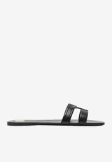 Saint Laurent Mabrouka Leather Flat Sandals Black 86185325V00/S_YSL-1000