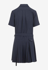 Pleated Mini Shirt Dress