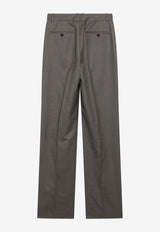 Saint Laurent Mid-Rise Tailored Straight-Leg Wool Pants Brown 871866Y2J02/S_YSL-1480