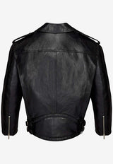 Saint Laurent Pebbled Leather Biker Jacket Black 866816YCUX2/S_YSL-1703