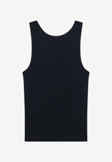 Saint Laurent Cassandre Ribbed Tank Top Blue 842992Y37EC/S_YSL-4035