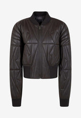 Moncler + Rick Owens Geocamo Cropped Leather Jacket Dark Brown MU01F1A11M8116_828