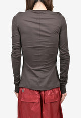 Moncler + Rick Owens Girder Long-Sleeved Crewneck T-shirt Dark Brown MU01F8D0189AHD_256
