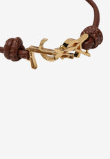 Saint Laurent Cassandre Leather Cord Bracelet Brown 861459AAF9R/S_YSL-2955