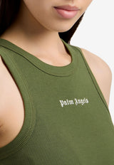 Palm Angels Classic Logo Tank Top Green PWAC024S26JER001_5603
