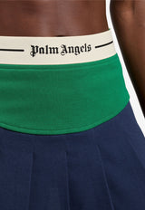 Palm Angels Curved Logo Pleated Mini Skirt Multicolor PWCC094S26FAB001_4655