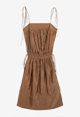 Saint Laurent Elasticated Waist Mini Dress Brown 852694Y3K31/S_YSL-2005