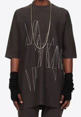Moncler + Rick Owens Jumbo Geometric stitch T-shirt Black MU01F8C0489B7R_256
