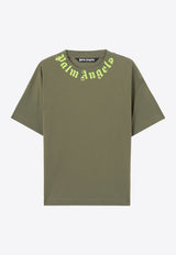 Palm Angels Neck Logo Print T-shirt Green PMAA109S26JER008_5614