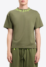 Palm Angels Neck Logo Print T-shirt Green PMAA109S26JER008_5614