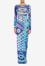 Vivara Print Maxi Tulle Dress