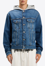 Palm Angels Curved Logo Denim Jacket with Hood Blue PMYE05CS26DEN005_4408