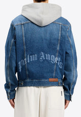Palm Angels Curved Logo Denim Jacket with Hood Blue PMYE05CS26DEN005_4408