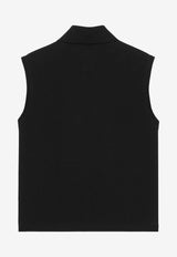 Saint Laurent Cassandre Sleeveless Polo T-shirt Black 862601Y37ZE/S_YSL-1000