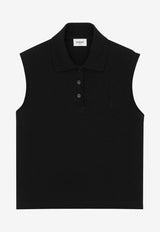 Saint Laurent Cassandre Sleeveless Polo T-shirt Black 862601Y37ZE/S_YSL-1000