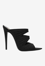 Saint Laurent Emilie 110 Crystal Embellished Satin Mules Black 859545AAF4G/S_YSL-1097